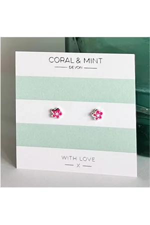 Coral Bright Bubble Flower Studs