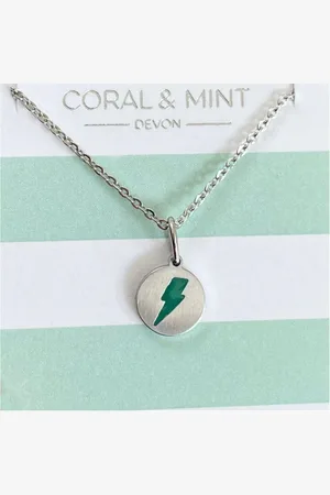 Coral Enamel Lightning Bolt Necklace