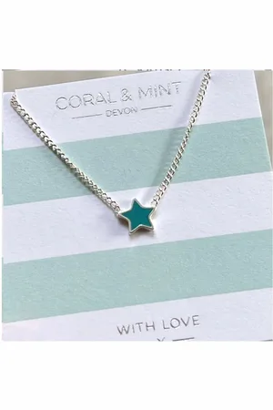 Coral Star Necklace With Enamel