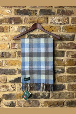 Alan Paine Hillclay Small Square Check Scarf Glacier - Os