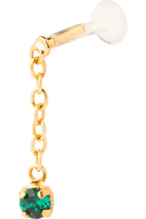 April Please Piercing En Plaqué Or Recyclé Loup - Cristal Blanc / 1cm De Longueur / Plaqué Or Recyclé 3 Microns 18 Carats