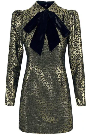 Queens OF Archive Gold And Leopard Viva Dress - Xs