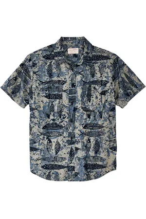 Filson Short Sleeve Chambray Shirt - Ink Fish Print - Small