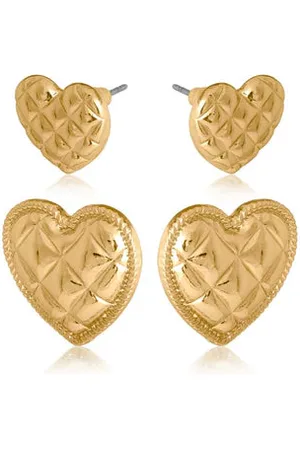Big Metal London Margot Heart Set Of Earrings - London - Gold