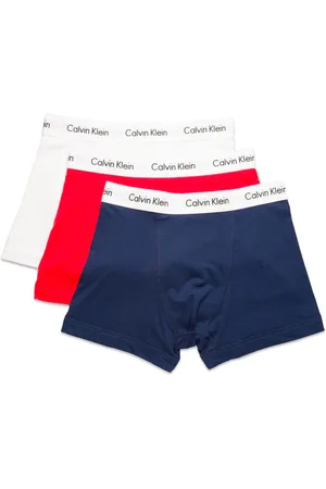 Calvin Klein Cotton Stretch Trunks - /white/red - Small