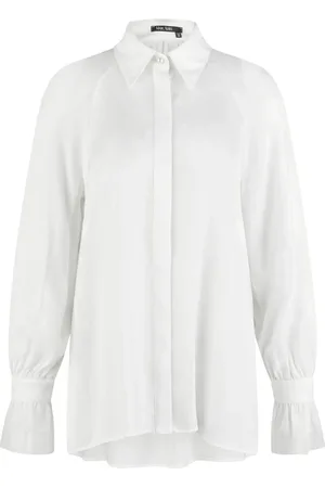 Marc Aurel Satin Blouse With Tulle Cuffs Off - Uk 8