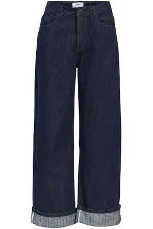 Object Turn Up Wide Leg Dark Denim Jeans - S