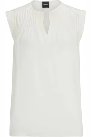 HUGO BOSS Binalli Sleeveless Pintuck Blouse Col: 118 Open , Size: 8 - 8
