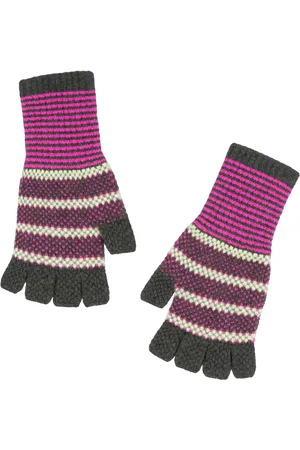 QUINTON & CHADWICK Tuck Stitch Fingerless Gloves In And Exotic Pink