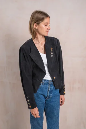 Sunshine Vintage Suede Jacket With Button Detail