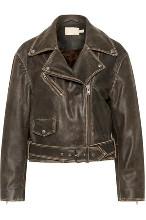Soaked in Luxury Slfiorella Leather Jacket In Worn Down - S