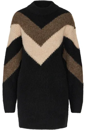 Y.A.S Ziggo Knitted Dress In , Brown & Cream - Xs