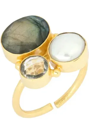 Ashiana Florence Ring Grey & Pearl