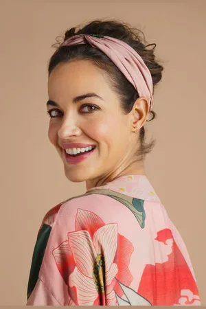 Pink Powder Elasticated Headband - Crane At Sunrise In Petal
