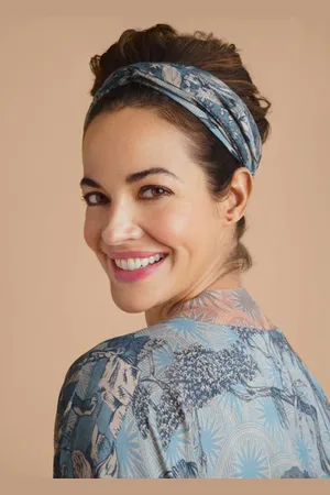 Pink Powder Elasticated Headband - Tropical Toile In And Petal