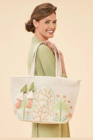 Pink Powder Jute Beach Tote - Paradise Palms