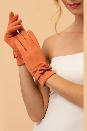 Pink Powder Fenella Faux Suede Gloves In