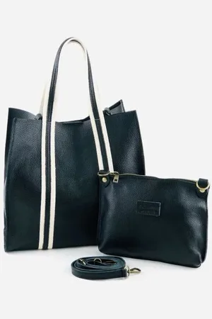 Marlon Leather Shopper With Pop Stripe