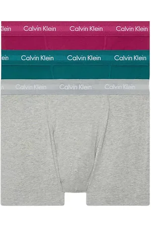 Calvin Klein Cotton Stretch Trunks - Grey Heather/chesapeake Bay/jewel - Large