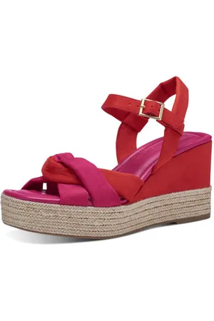 Tamaris Wedge Heeled Sandals In Flame - Uk 3 (Eu 36)
