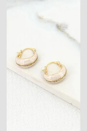 Envy White Resin With Diamante Detail Hoop Earring