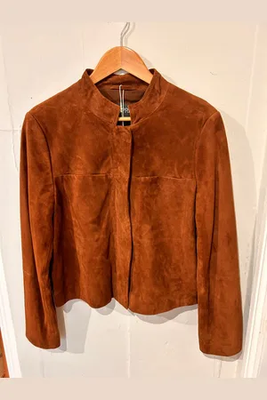 Luxury Bubble Mandarin Collared Suede Jacket - L