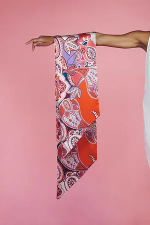 Pink Powder Paisley Neck Scarf