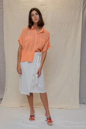 DESIGNERS SOCIETY Pareo Linen Skirt In Off - Xs
