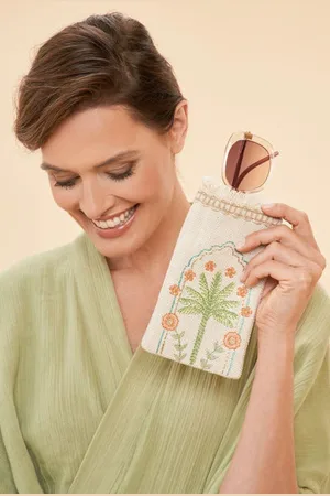 Pink Powder Jute Sunglasses Case - Paradise Palms