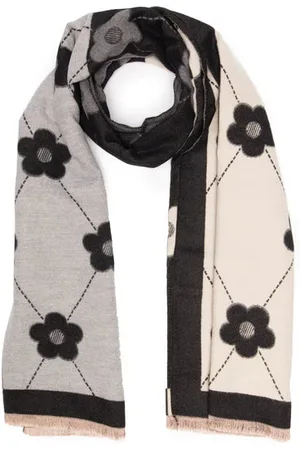 Elie Beaumont Winter Scarf , White & Grey Daisies