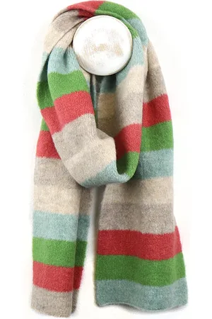 POM Amsterdam Striped Knitted Scarf - / Green / Red