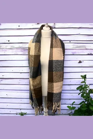 Jess and Lou Colour Block Super Soft Check Scarf