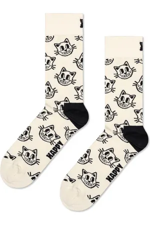 Happy Socks Katzen Socken Weiss - 36 - 40