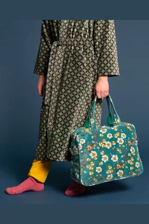 Les Touristes Velvet Poppins Weekend Bag, Blossom Blue