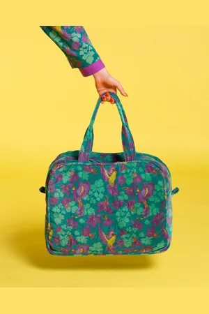 Les Touristes Velvet Poppins Weekend Bag, Ancolie Emerald