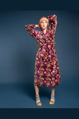 Les Touristes Luxury Velvet Dressing Gown, Mellow Fig - - One Size, Adult.