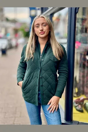 Kinross Cashmere Two In One Quilted Shacket - Cypress / Xs