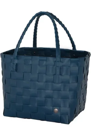 Handed By Paris Recycled Woven Shopper - Ocean Blue