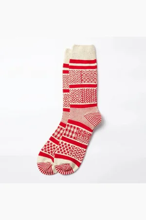 RoToTo Multi Jacquard /red Socks