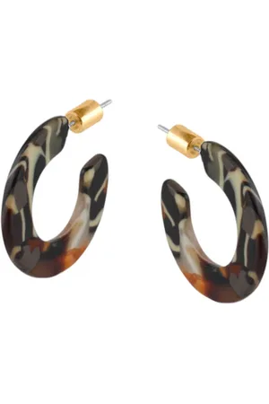 Big Metal London Hoop Earrings Brown