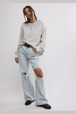 Free People Holly Henley Top Grey - Xs