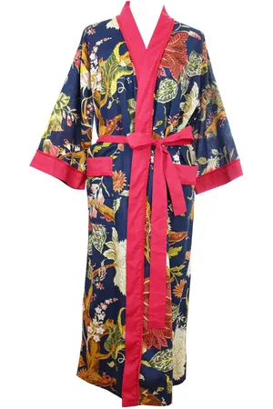 POWELL Ladies Carnation Print Cotton Dressing Gown - One Size