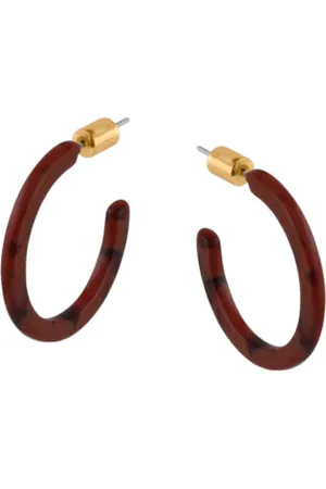 Big Metal London Hoop Earrings Brown