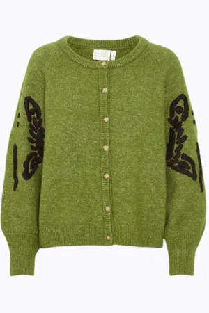 Atelier Rêve Pesto Embroidered Cardigan - Small