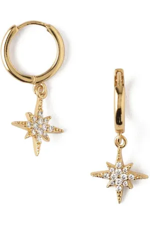 Orelia Crystal Star Drop Huggie Earring