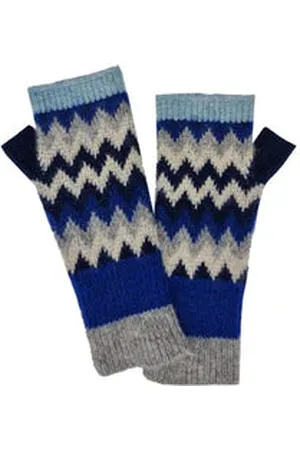 NOOKI DESIGN Dora Chevron Wristwarmer - One / Navy Mix / 29% Acrylic/28% Nylon/20% Wool/19% Polyester/4% Elastane