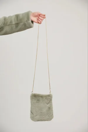 Rino & Pelle Doxy Faux Fur Shoulder Bag Artichoke
