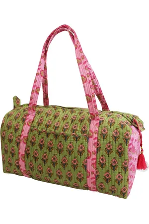 House of Disaster Block Printed & Pink Floral Quilted Duffle Bag