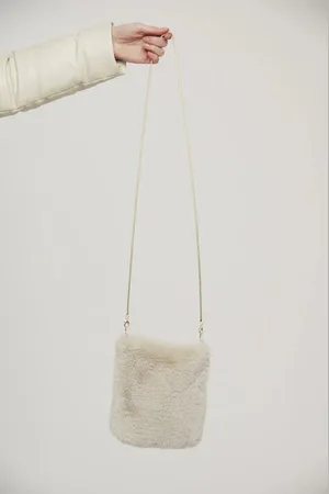 Rino & Pelle Doxy Small Faux Fur Shoulder Bag Birch