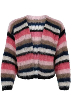 Black Colour Casey Knitted Cardigan - Striped